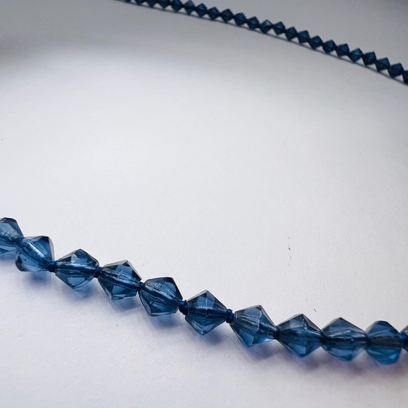 Vintage Faceted‎ Blue Glass Bead Necklace and Handmade Earring Set Boho Hippie - Picture 3 of 10